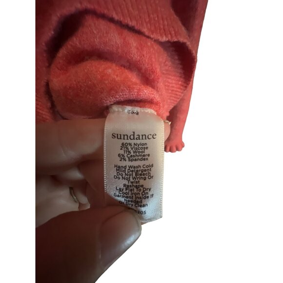 Sundance Womens Red Orange Cozy Wool Cashmere Blend Aileen Ruffle Sweater Medium - Picture 3 of 4